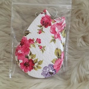 floral teardrop pleather boho earrings